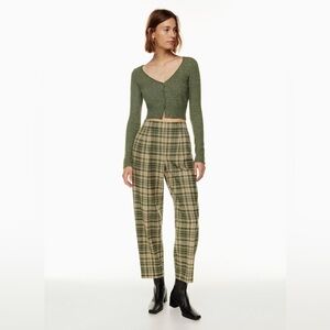 NWT Aritzia High-waisted carrot pants plaid print